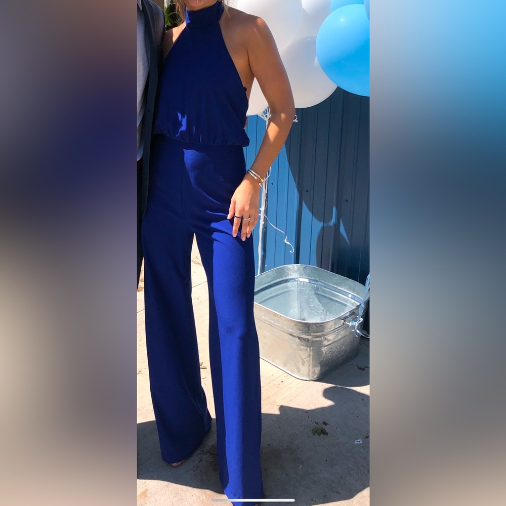 Blue Highneck Jumpsuit